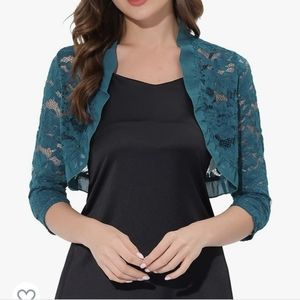 Blue Green Allegra K Lace shrug/cardigan